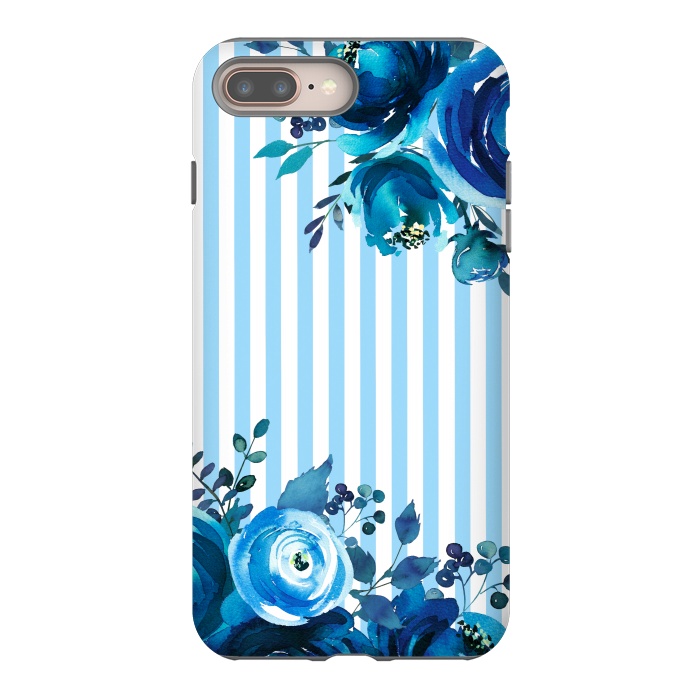 iPhone 7 plus StrongFit Blue florals with light blue stripes by  Utart