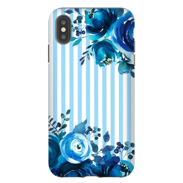 iPhone Xs Max StrongFit Blue florals with light blue stripes by  Utart