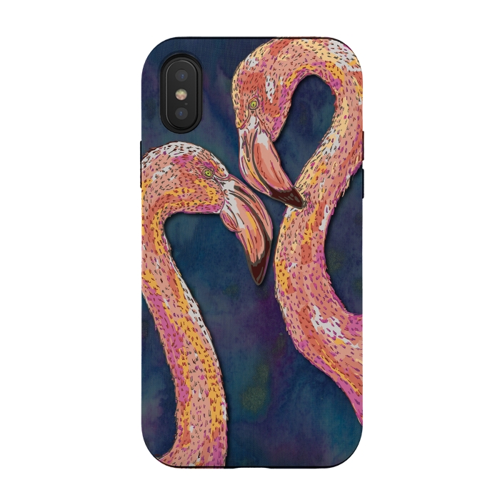 iPhone Xs / X StrongFit Pink Flamingos by Lotti Brown
