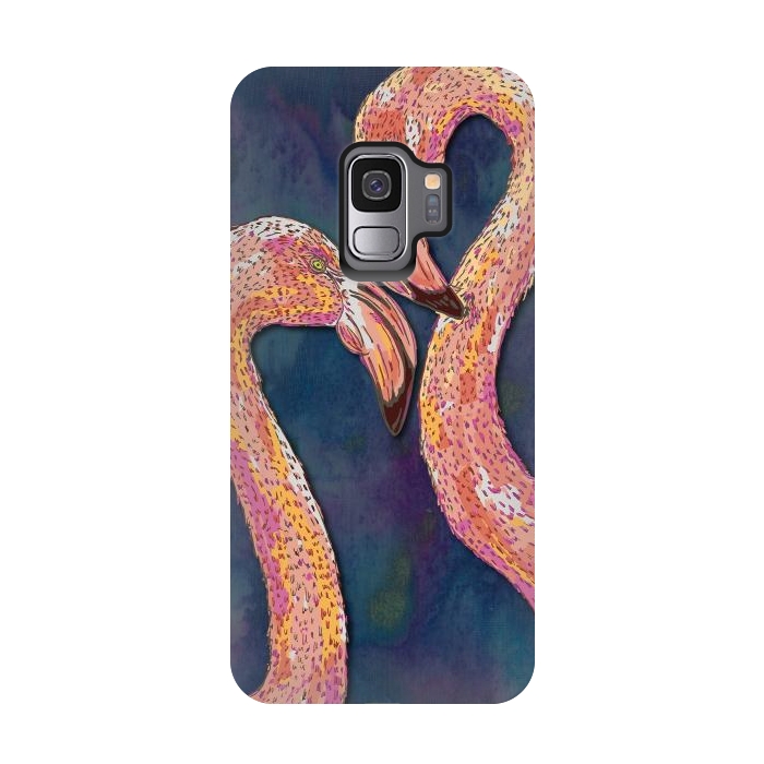 Galaxy S9 StrongFit Pink Flamingos by Lotti Brown