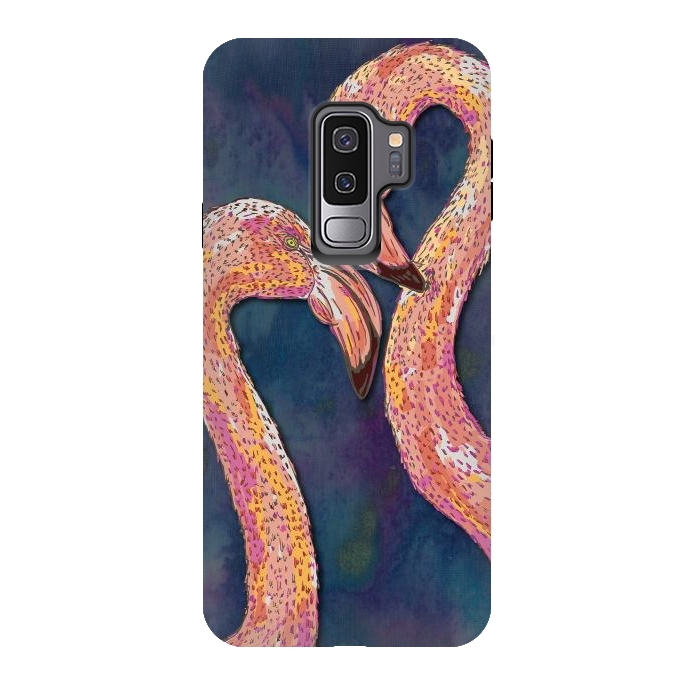 Galaxy S9 plus StrongFit Pink Flamingos by Lotti Brown