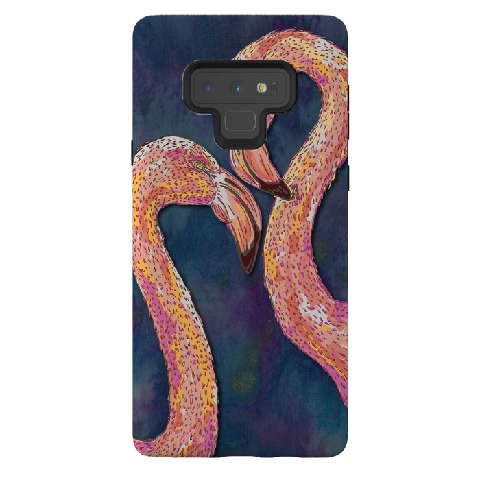 Galaxy Note 9 StrongFit Pink Flamingos by Lotti Brown