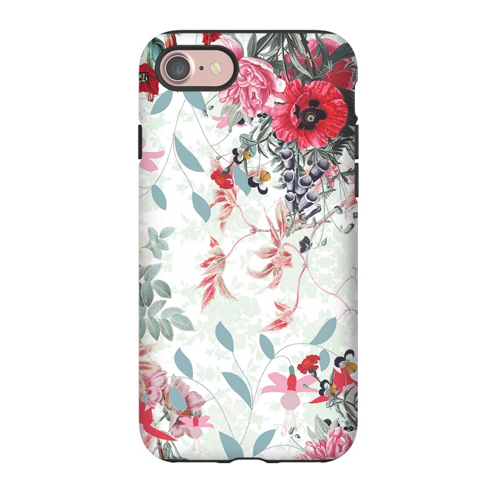 iPhone 7 StrongFit Pastel Botanical flowers - red mint by Oana 