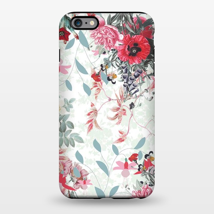 iPhone 6/6s plus StrongFit Pastel Botanical flowers - red mint by Oana 
