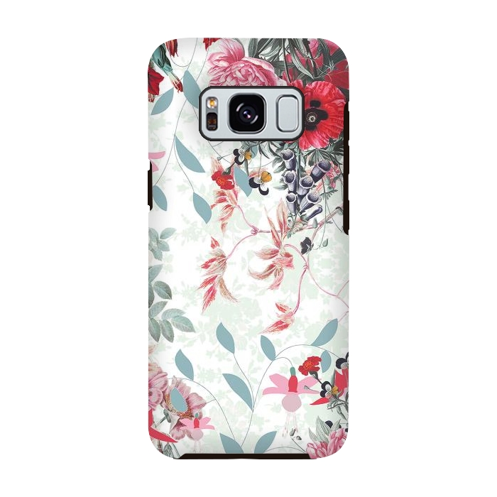Galaxy S8 StrongFit Pastel Botanical flowers - red mint by Oana 