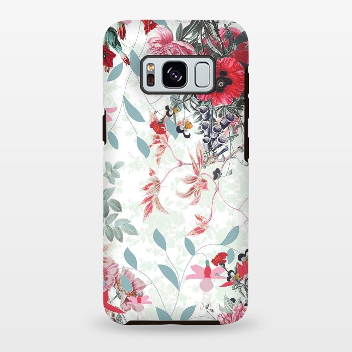 Galaxy S8 plus StrongFit Pastel Botanical flowers - red mint by Oana 
