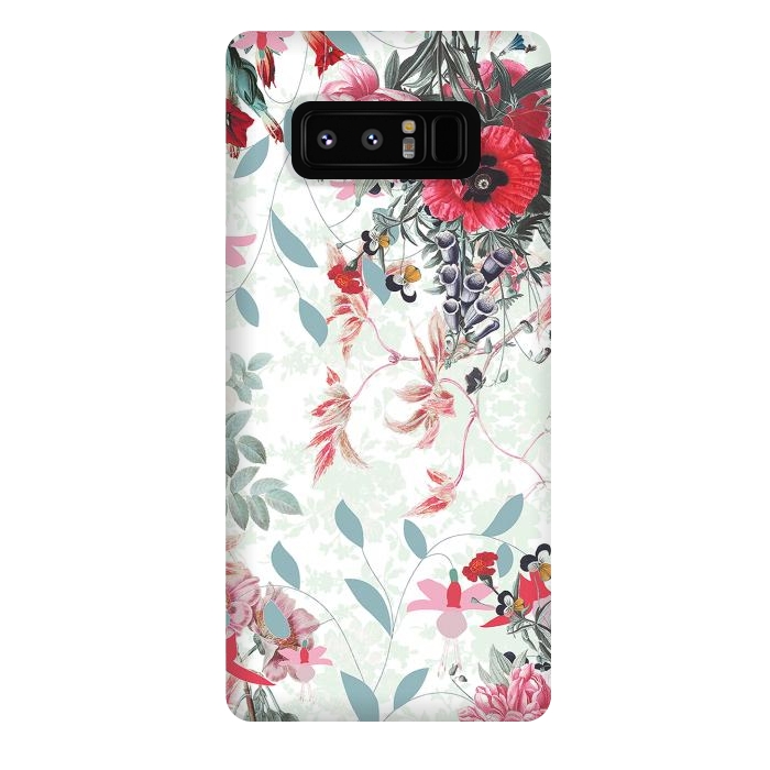 Galaxy Note 8 StrongFit Pastel Botanical flowers - red mint by Oana 