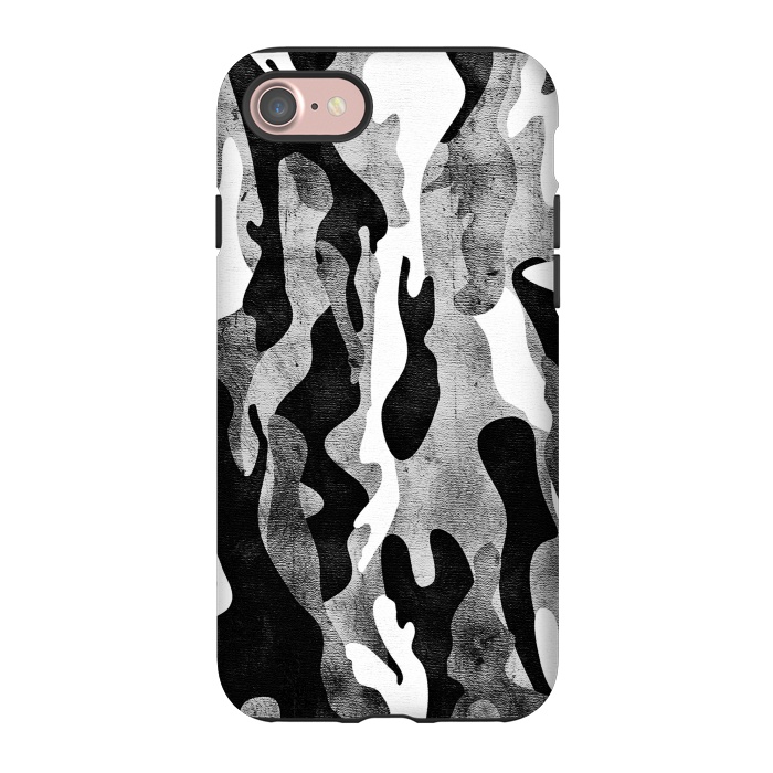 iPhone 7 StrongFit Metallic black and white camo pattern by Oana 