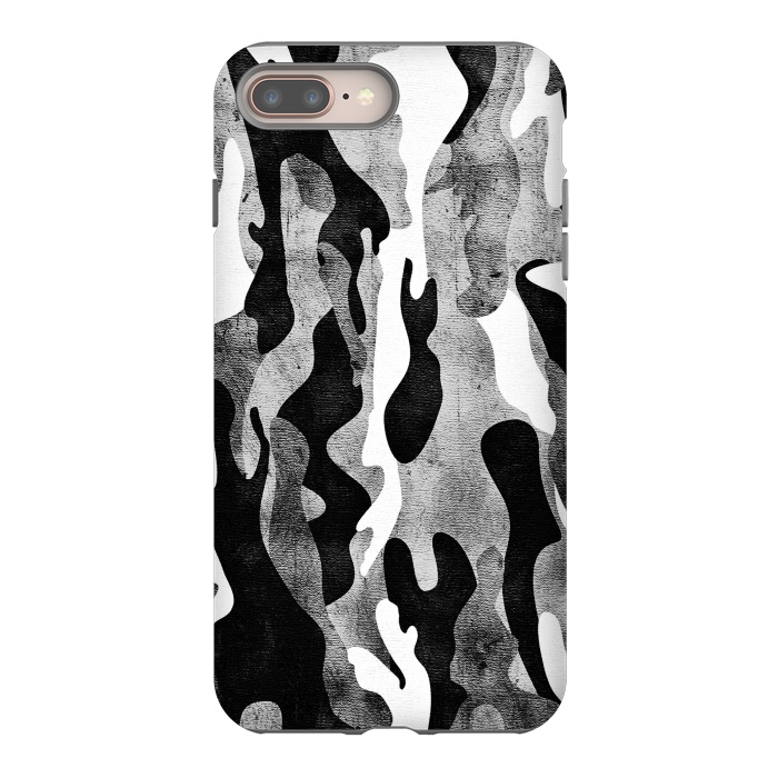 iPhone 7 plus StrongFit Metallic black and white camo pattern by Oana 