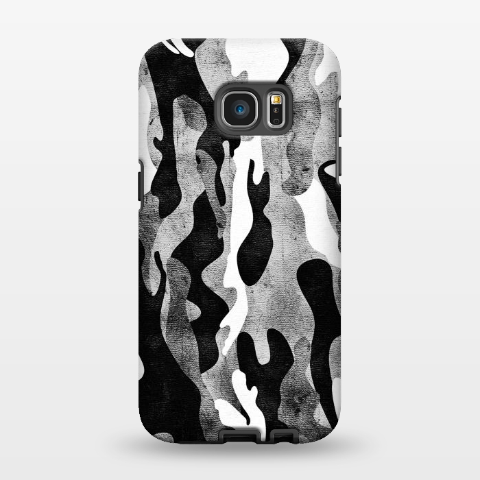Galaxy S7 EDGE StrongFit Metallic black and white camo pattern by Oana 