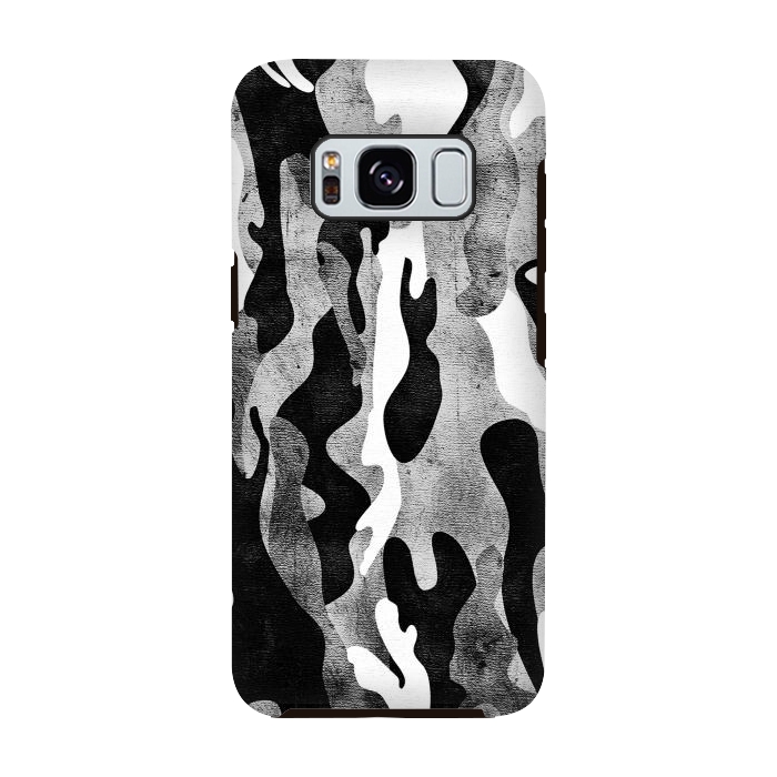 Galaxy S8 StrongFit Metallic black and white camo pattern by Oana 