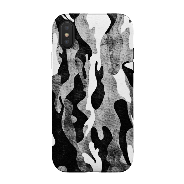 iPhone Xs / X StrongFit Metallic black and white camo pattern by Oana 
