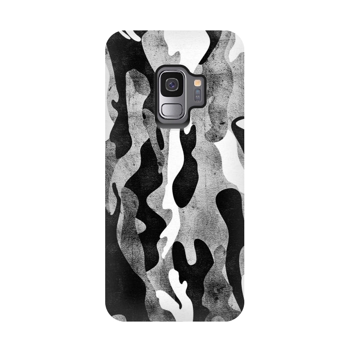 Galaxy S9 StrongFit Metallic black and white camo pattern by Oana 