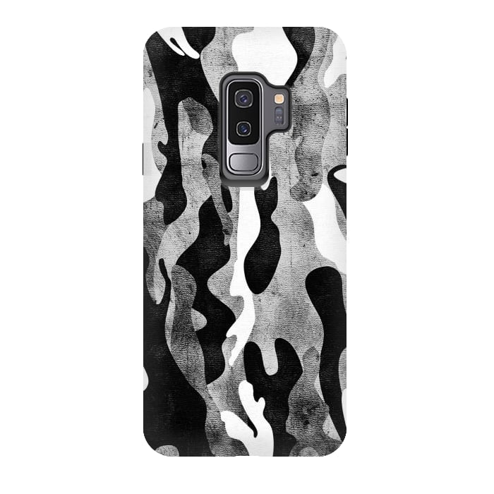 Galaxy S9 plus StrongFit Metallic black and white camo pattern by Oana 
