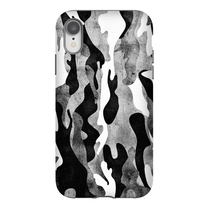 iPhone Xr StrongFit Metallic black and white camo pattern by Oana 