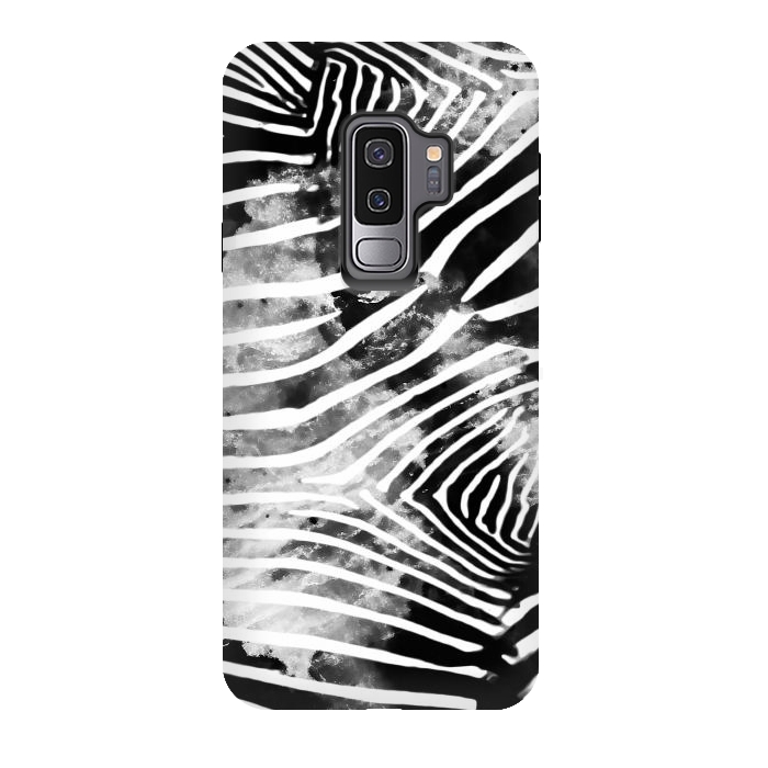 Galaxy S9 plus StrongFit Painted animal print zebra stripes by Oana 