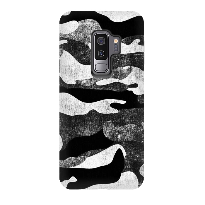 Galaxy S9 plus StrongFit Black and white grunge camo by Oana 