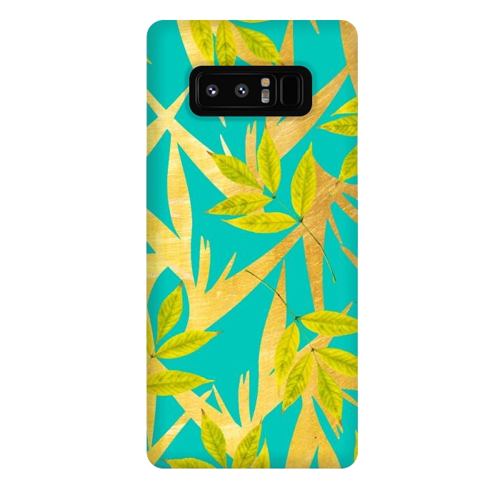 Galaxy Note 8 StrongFit Gold & Teal Florals by Uma Prabhakar Gokhale