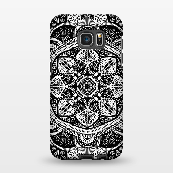 Galaxy S7 EDGE StrongFit Black and White Mandala 011 by Jelena Obradovic