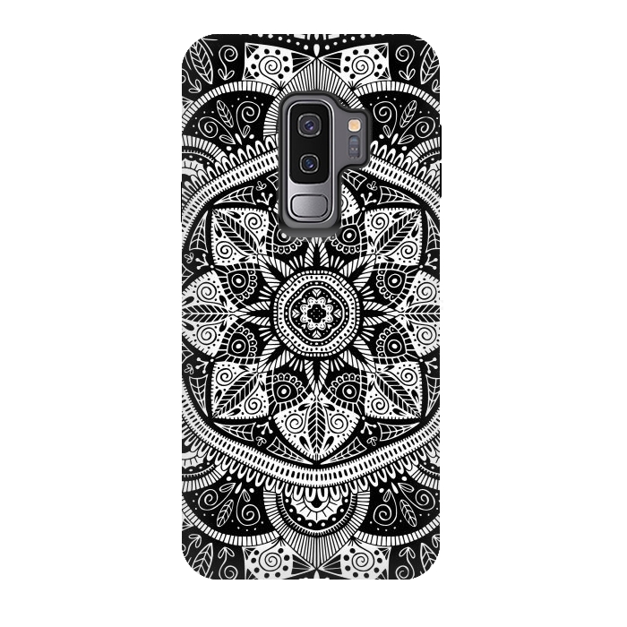 Galaxy S9 plus StrongFit Black and White Mandala 011 by Jelena Obradovic