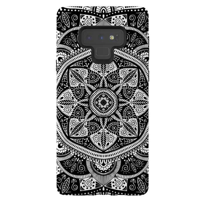 Galaxy Note 9 StrongFit Black and White Mandala 011 by Jelena Obradovic