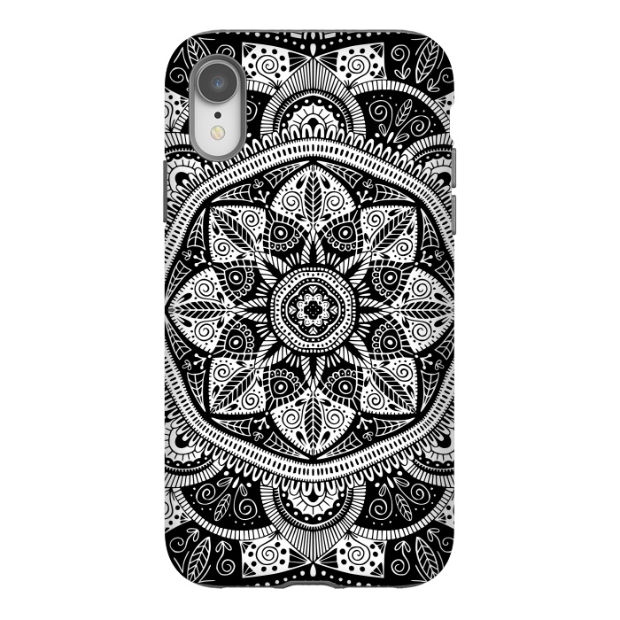 iPhone Xr StrongFit Black and White Mandala 011 by Jelena Obradovic