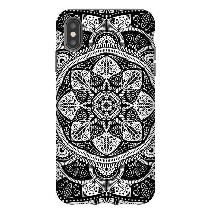 iPhone Xs Max StrongFit Black and White Mandala 011 by Jelena Obradovic