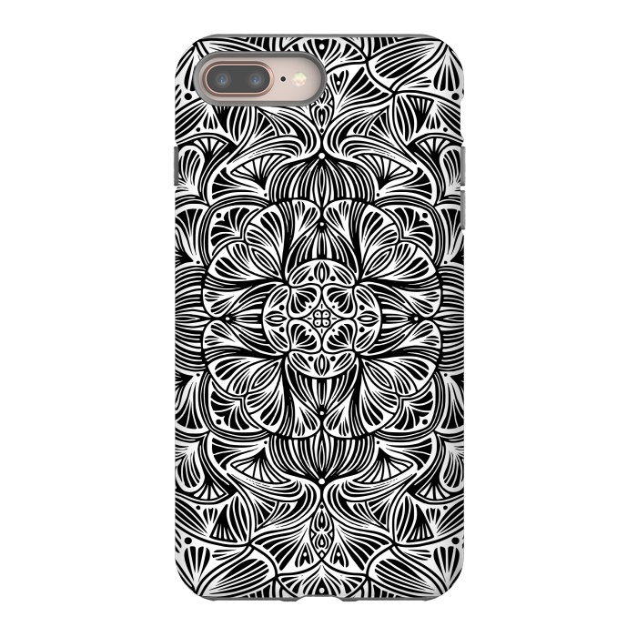 iPhone 7 plus StrongFit Black and White Mandala 012 by Jelena Obradovic