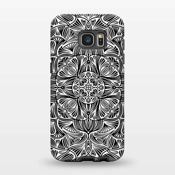 Galaxy S7 EDGE StrongFit Black and White Mandala 012 by Jelena Obradovic
