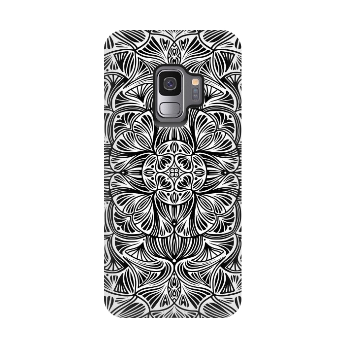 Galaxy S9 StrongFit Black and White Mandala 012 by Jelena Obradovic