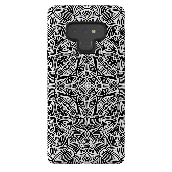 Galaxy Note 9 StrongFit Black and White Mandala 012 by Jelena Obradovic