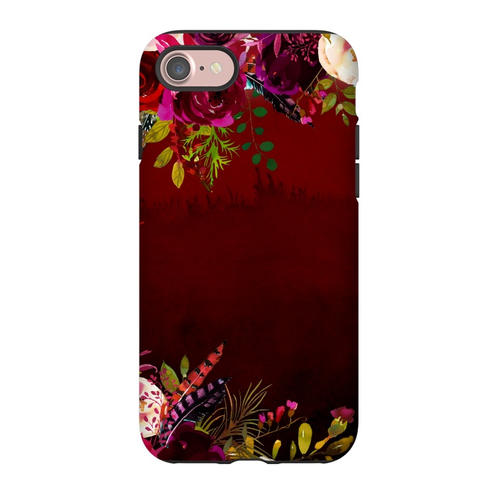 iPhone 7 StrongFit Deep Red Floral Meadow  by  Utart