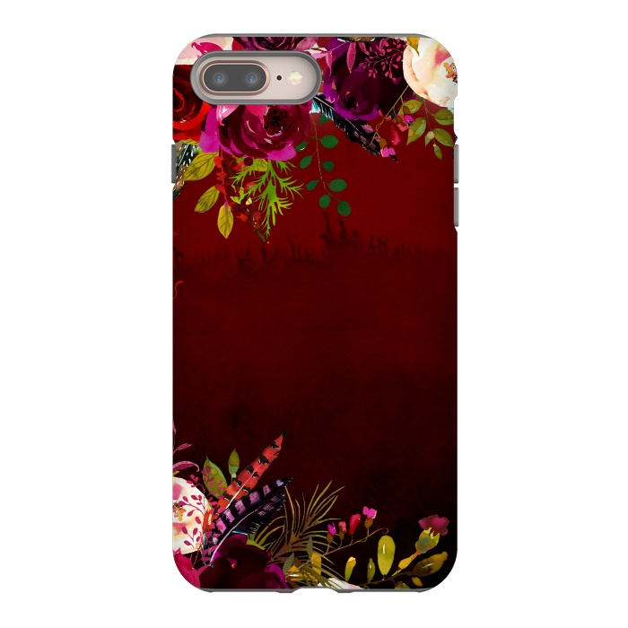 iPhone 7 plus StrongFit Deep Red Floral Meadow  by  Utart