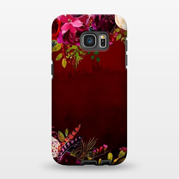 Galaxy S7 EDGE StrongFit Deep Red Floral Meadow  by  Utart