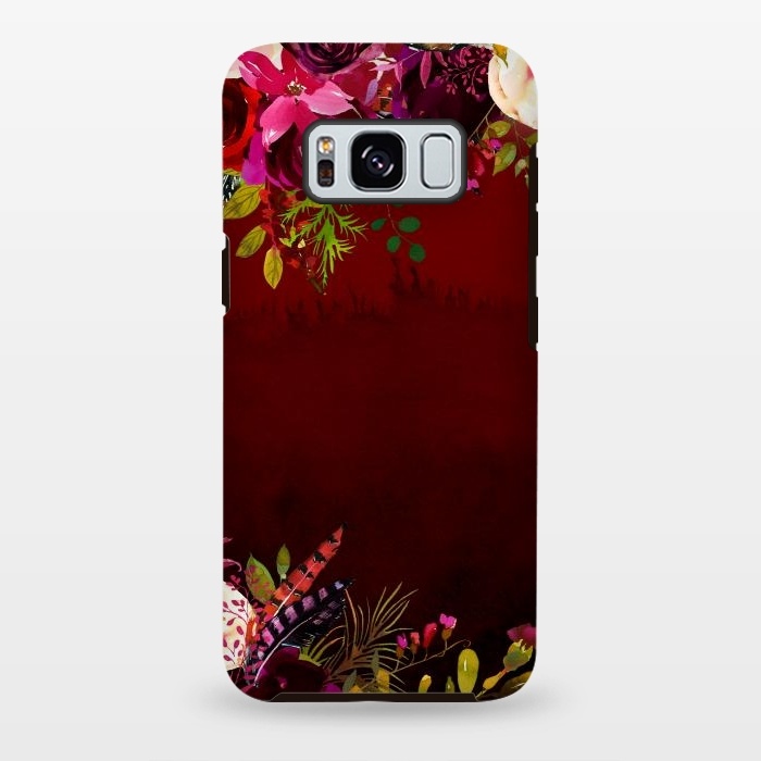 Galaxy S8 plus StrongFit Deep Red Floral Meadow  by  Utart