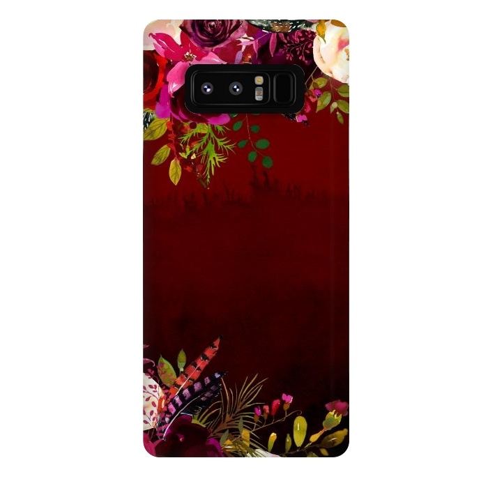 Galaxy Note 8 StrongFit Deep Red Floral Meadow  by  Utart