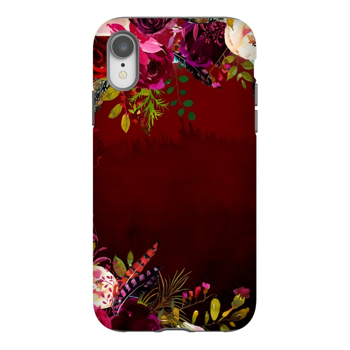 iPhone Xr StrongFit Deep Red Floral Meadow  by  Utart