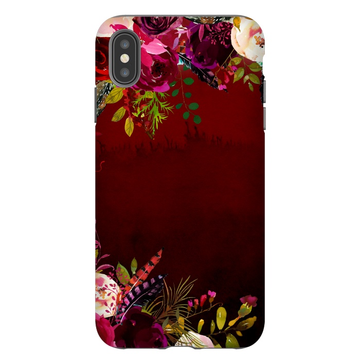 iPhone Xs Max StrongFit Deep Red Floral Meadow  by  Utart