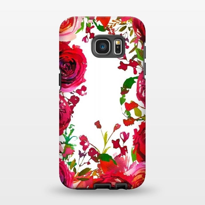 Galaxy S7 EDGE StrongFit Moody red roses on white by  Utart