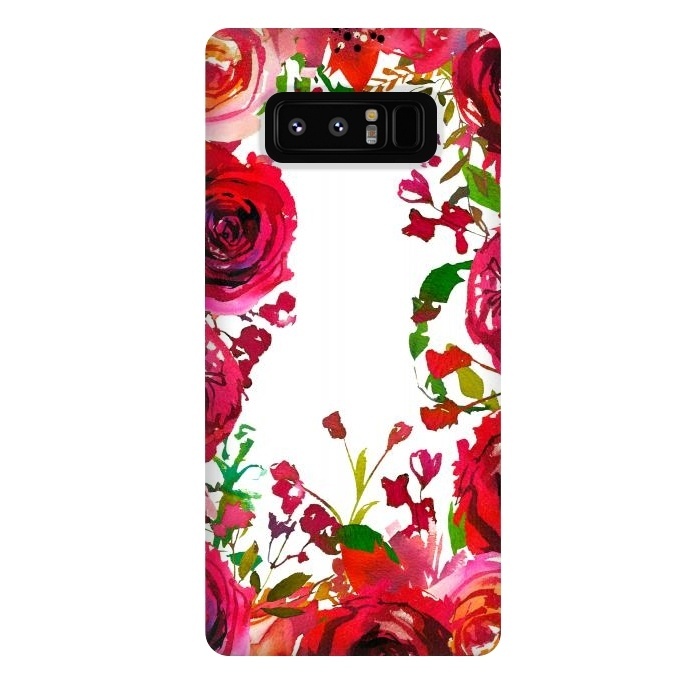 Galaxy Note 8 StrongFit Moody red roses on white by  Utart