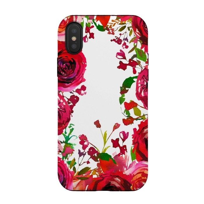 iPhone Xs / X StrongFit Moody red roses on white by  Utart