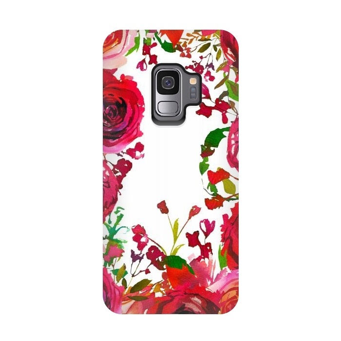 Galaxy S9 StrongFit Moody red roses on white by  Utart