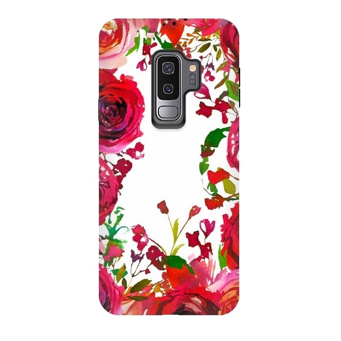 Galaxy S9 plus StrongFit Moody red roses on white by  Utart