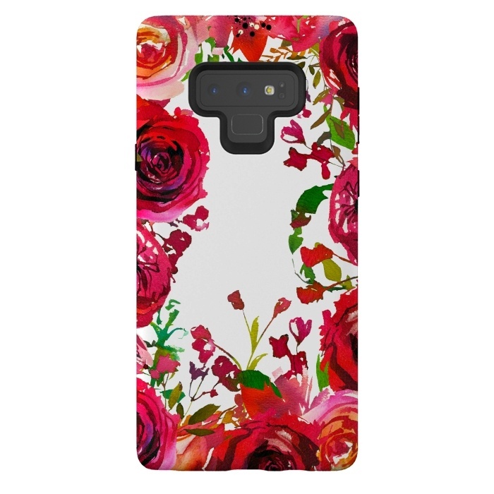 Galaxy Note 9 StrongFit Moody red roses on white by  Utart