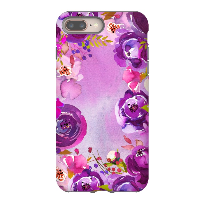 iPhone 7 plus StrongFit Watercolor Hand drawn Purple Spring Flowers by  Utart