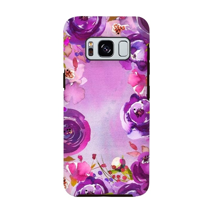 Galaxy S8 StrongFit Watercolor Hand drawn Purple Spring Flowers by  Utart