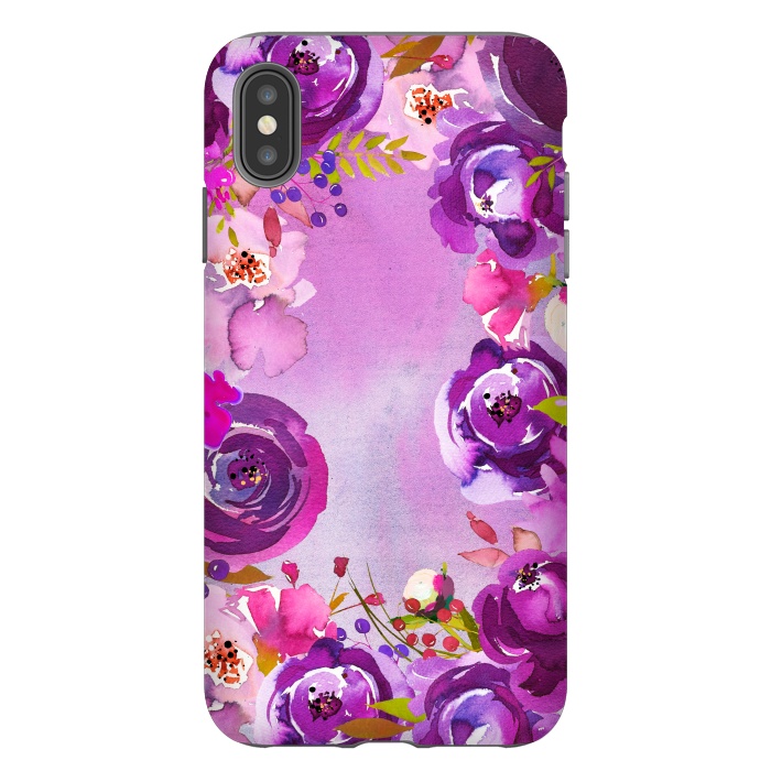 iPhone Xs Max StrongFit Watercolor Hand drawn Purple Spring Flowers by  Utart