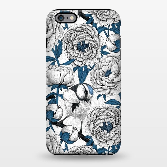 iPhone 6/6s plus StrongFit White peonies and blue tit birds by Katerina Kirilova