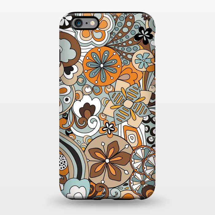iPhone 6/6s plus StrongFit Retro Moody Florals in Blue and Orange by Paula Ohreen