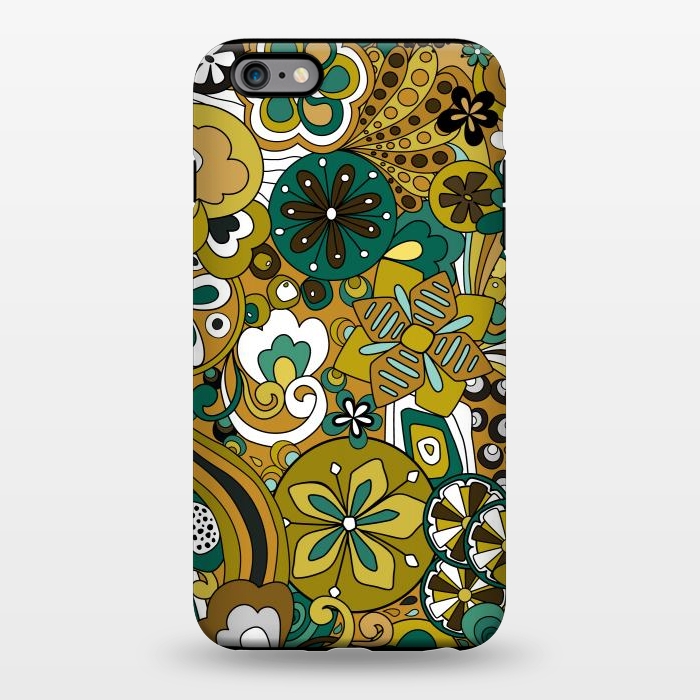 iPhone 6/6s plus StrongFit Retro Moody Florals in Green and Mustard by Paula Ohreen